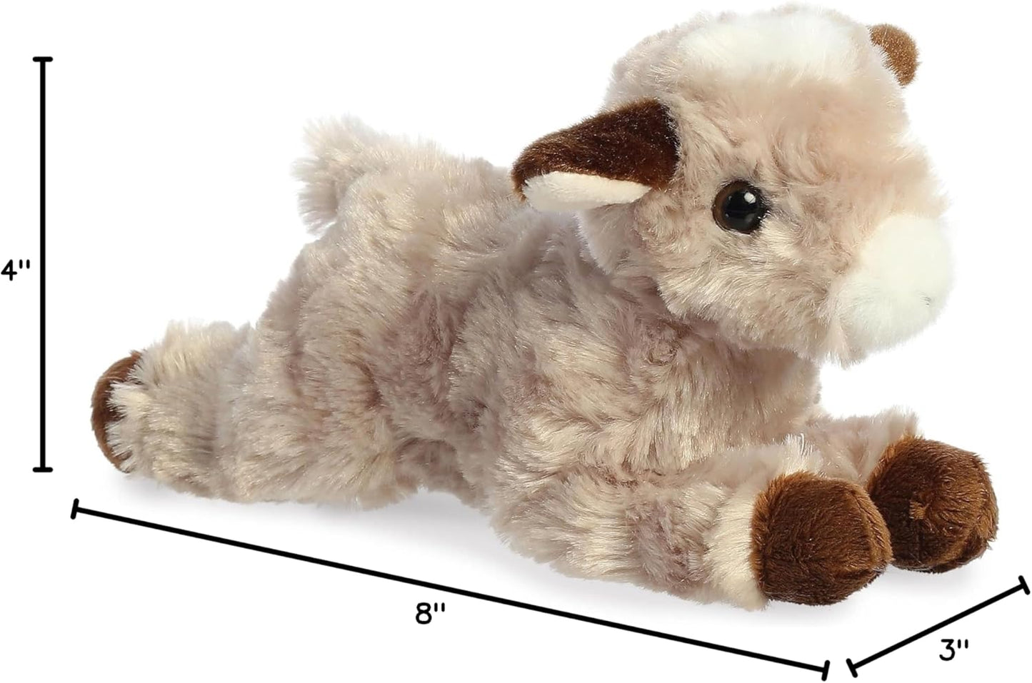 Aurora® Adorable Mini Flopsie™ Paisley Goat™ Stuffed Animal - Mini Companions Ready for Playful Adventures - for Kids All Ages, Toddlers, Adults, and Families - Brown 8 Inches