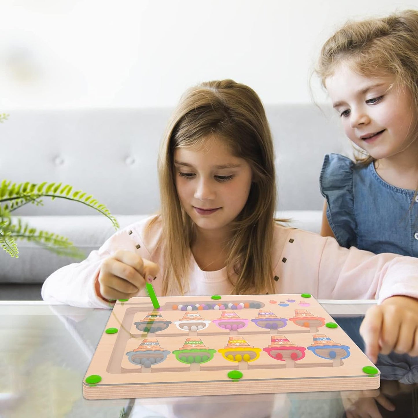 Magnetic Color & Number Maze - Montessori Wooden Color Matching Learning Counting Puzzle Board - Toddler Fine Motor Skills Toys for Boys Girls 2 3 4 Years Old