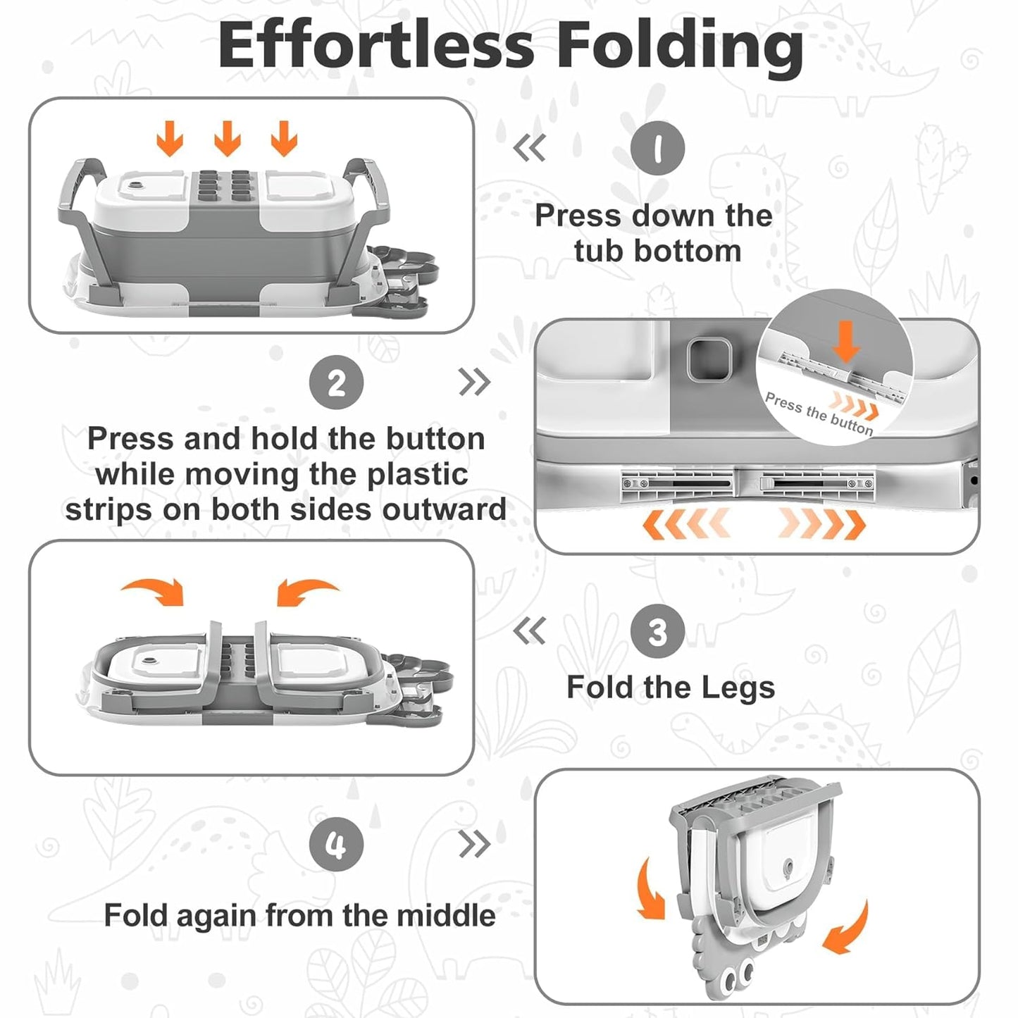 MoreFeel Collapsible Baby Bathtub for Newborn with Thermometer & 1 Hooded Towel & 1 Soft Floating Cushion,Portable Travel Bathtub with Drain Hole, Durable Foldable Baby Tubs for Infants to Toddler