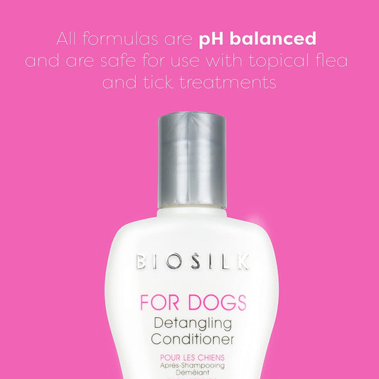 BioSilk for Dogs Silk Therapy Dog Detangling Conditioner, Dog Coat Conditioner to Help Smooth Knots and Tangles and Support Soft Manageable Coats during Routine Grooming, 12 Fl Oz