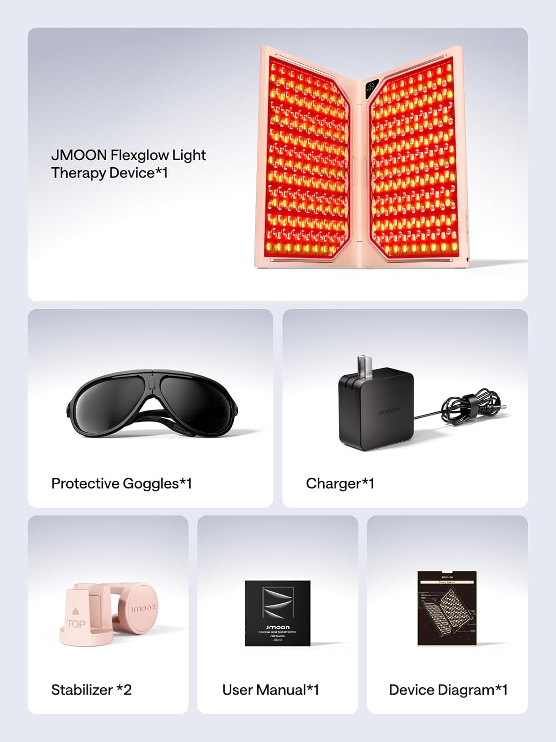 JMOON by Ulike ReGlow Max, Red Light Therapy for Face, Medical-Grade Red Light Therapy for Anti-aging, Blue Light Therapy for Acne | 3 Modes, 464 LEDs, 1040 cm² Large Area for Full-Body Care, Foldable