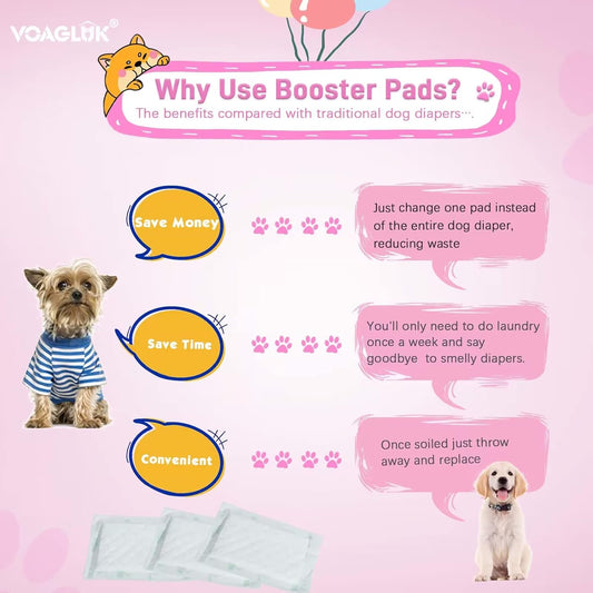 Dog Diaper Liners for Male and Female Dogs, 130ct, Super Absorbent Disposable Dog Diapers Booster Pads fit Most Pet Belly Bands and Wraps (X-Large)