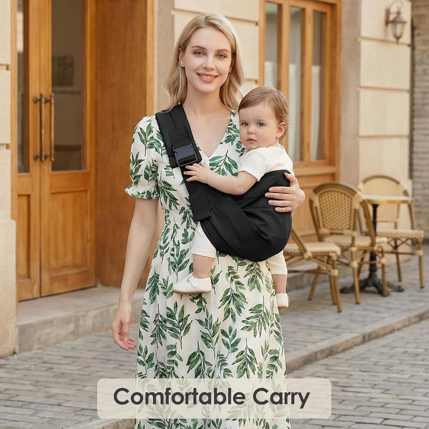 Baby Sling Carrier, Adjustable Baby Carrier Newborn to Toddler Carrier for 7-30lbs, Toddler Sling Carriers, Toddlers Hip Carriers, Black