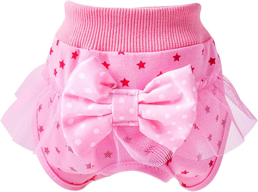 Reusable Female Dog Nappies Washable Sanitary Pants with Lace Soft and Leak-Proof for Small Pink X-Large