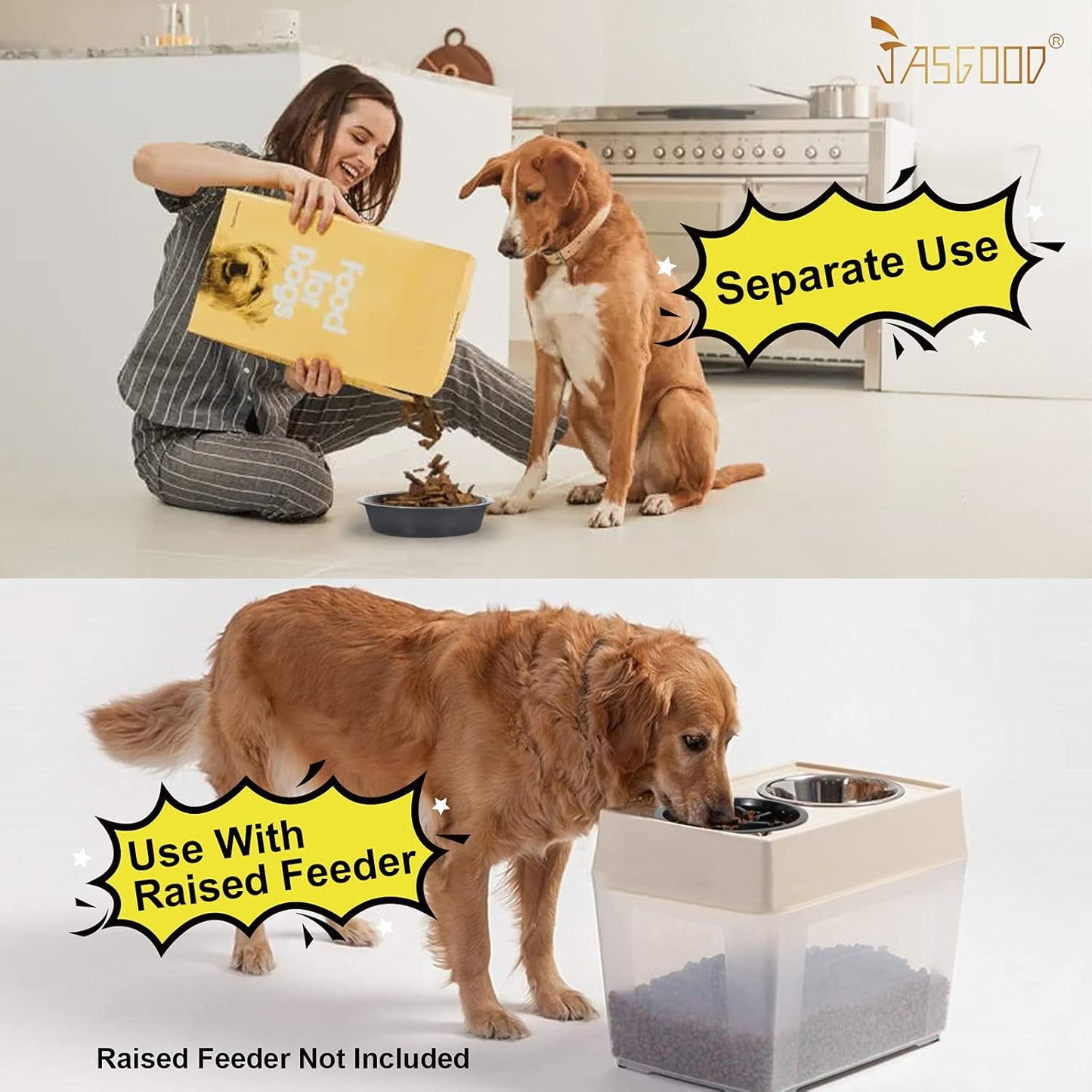 JASGOOD Dog Slow Feeder Bowl - Reduce Slip Puzzle Bowl for Elevated Pet Feeders - Interactive Bloat Stop Dog Dishes - Dark Gray, Fit Opening 7.5"-8"