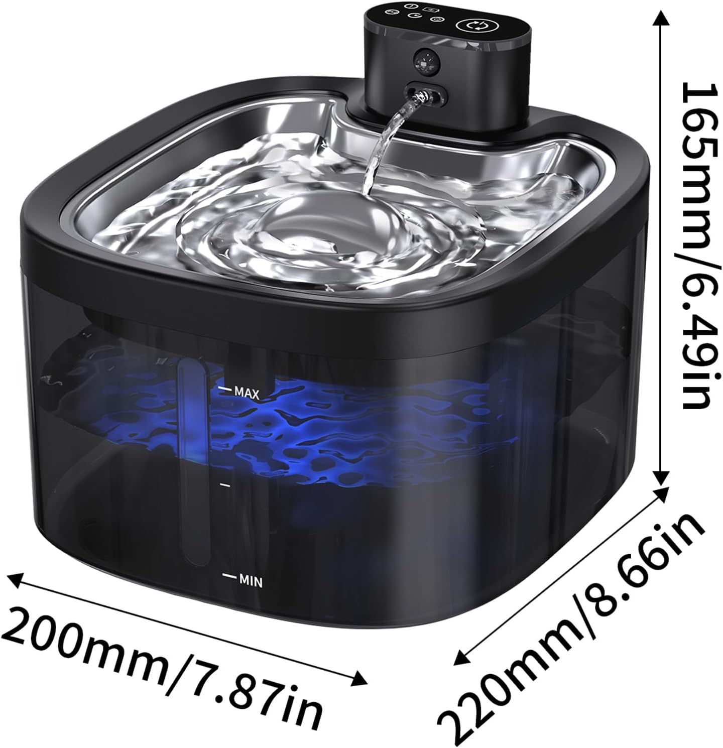 Cat Water Fountain Cordless: Battery Operated 118oz/3.5L Pet Water Fountain for Cats Indoor with Motion Sensor, Stainless Steel Tray, Ultra Quiet, Easy-to-Clean, Gifts for Cats, Dogs (8Filters)