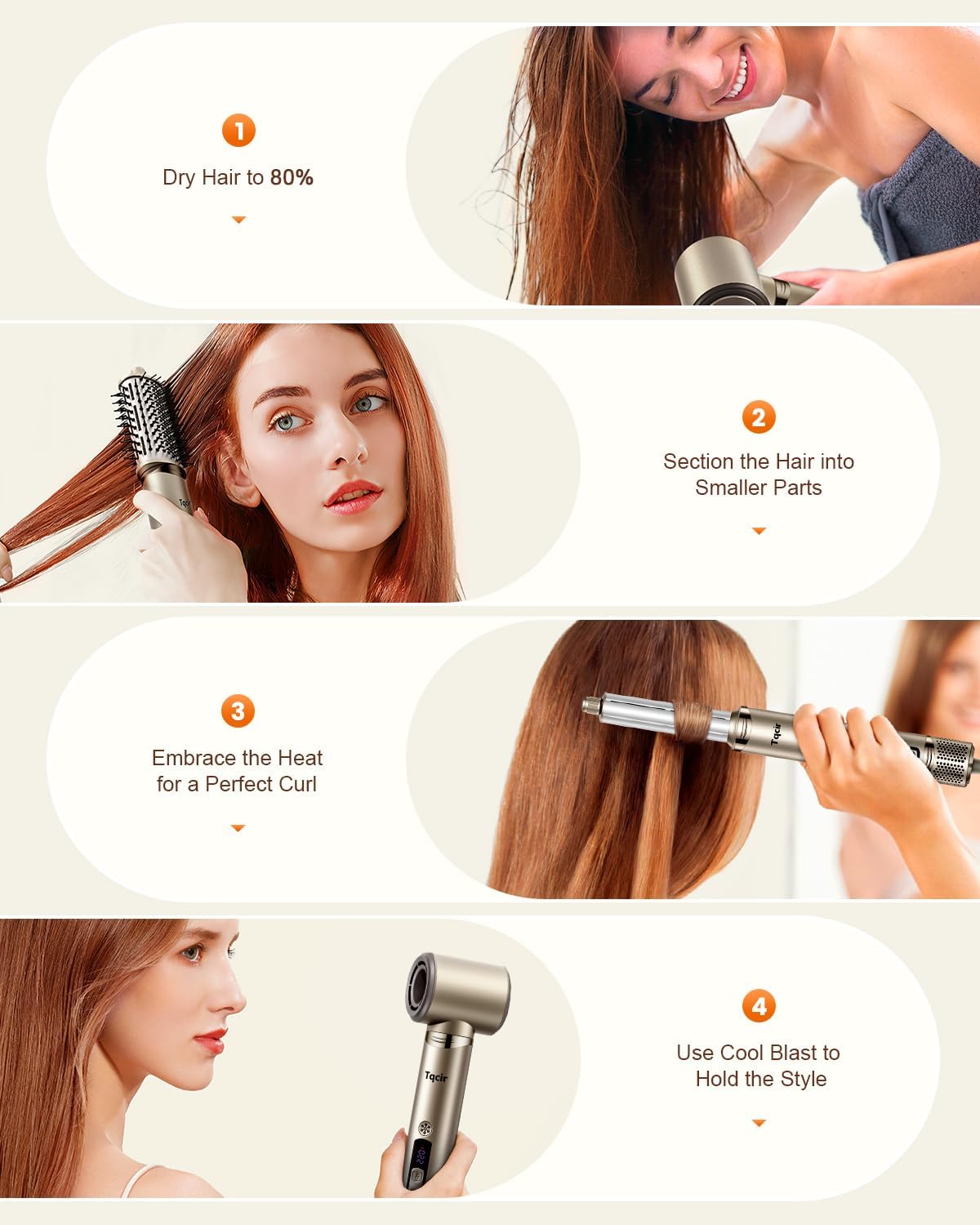 5-in-1 Professional Hot Air Styler, Powerful Multi-Styler with Auto-Wrap Curlers, Fast Drying Curling Straightening Volumizing Without Heat Damage, Storage Case Best Gift for Girl/Women