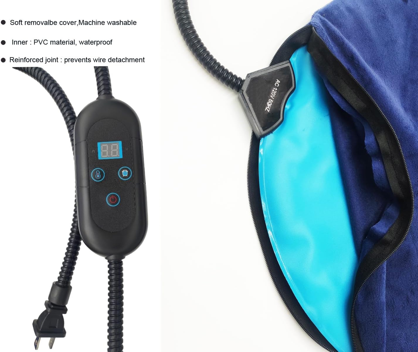 Pet Heating Pad for Cats & Small Dogs - Round 16 Inch,6 Heat Levels,Auto Shut Off Timer, Waterproof, Removable Washable Cover, Chew-Proof Cord, Digital Display