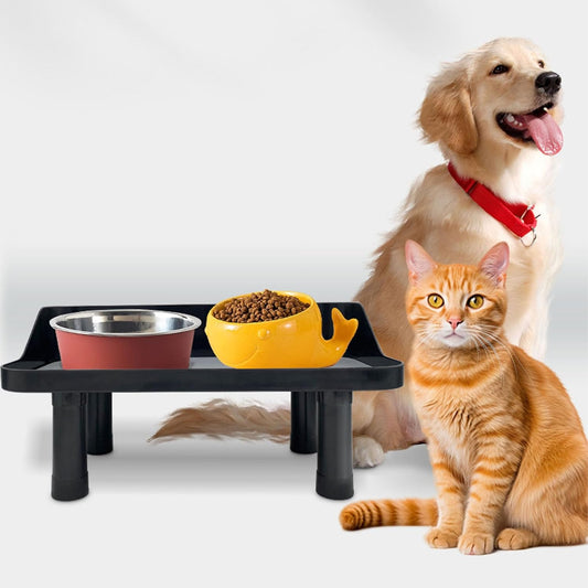 TOPINCN Plastic Raised Dog Bowl, Adjustable Elevated Pet Food Dish Stand, Animal Plate Holder, Feeding Table with Anti Tip Mat for Improved Digestion, Neck Protection Dog Cat