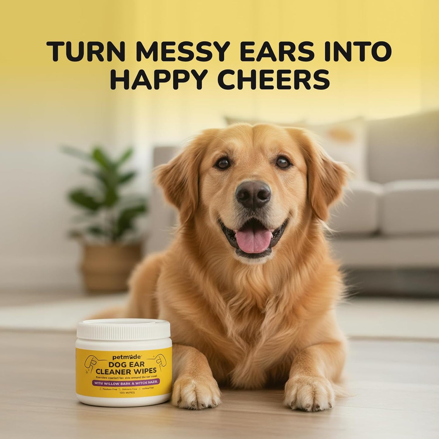 Dog Ear Cleaner Wipes - Cleaning Wipes for Puppies - Dirty, Smelly & Itchy Ears - Non-Irritating Removal of Buildup, Dirt & Wax- with Witch Hazel, Willow Bark, Aloe Vera & More - 100 Count