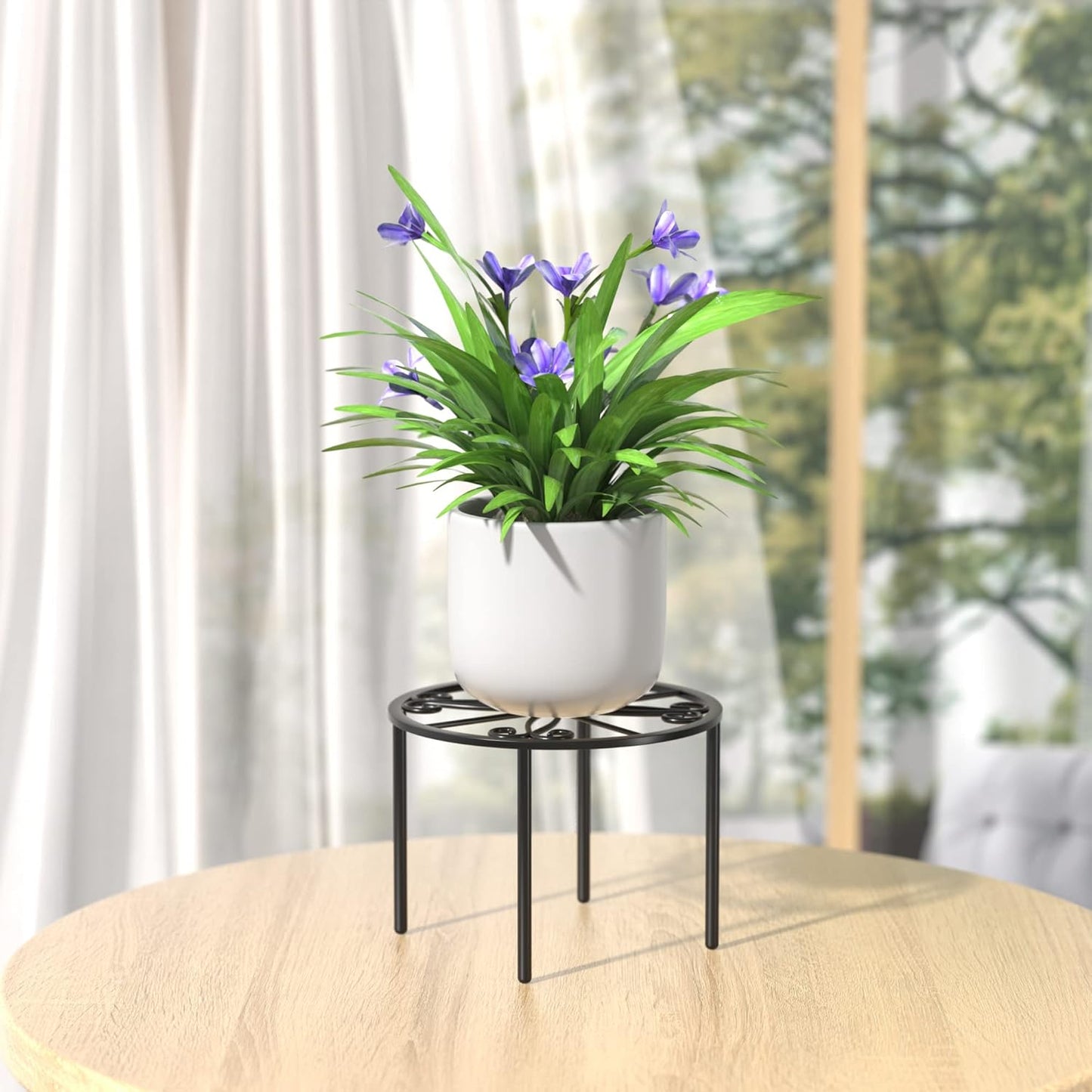 Plant Stand 1 PCS-10.2 IN Flower Pot Stand Plant Rack for Indoor and Outdoor Courtyard Gardens Black