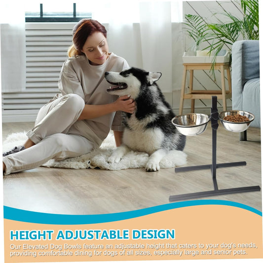 Elevated Dog Bowls, Height Adjustable Dog Bowl Stand, Sturdy Iron Tall Dog Bowl Stand with 2 Bowls, Dog Bowl Stand Ideal for Large or Old Dogs