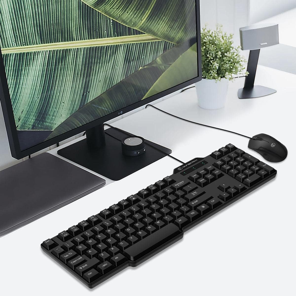 Wired Keyboard and Mouse Combo, Gofreetech Full-Size Keyboard and Mouse Combo with Optical Wired Mouse, USB Plug-and-Play, Compatible with Windows Mac OS Laptop/Desktop/PC