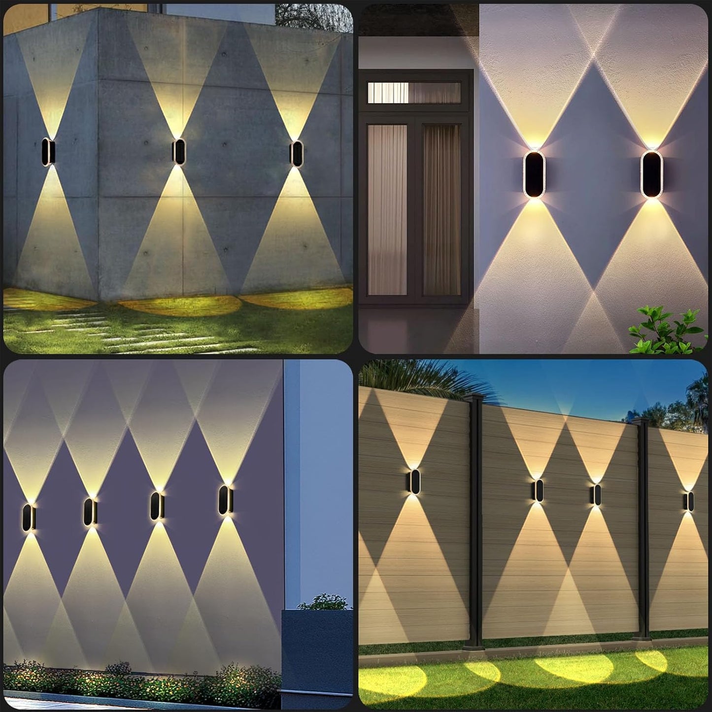 Solar Fence Lights Outdoor - 3000/4000/6000K 3 Modes, IP65 Waterproof Fence Lights Solar Powered, Up & Down Lighting Solar Wall Lights Outdoor for Backyard/Garden/Patio/Garage and Wall decor (8 pack)