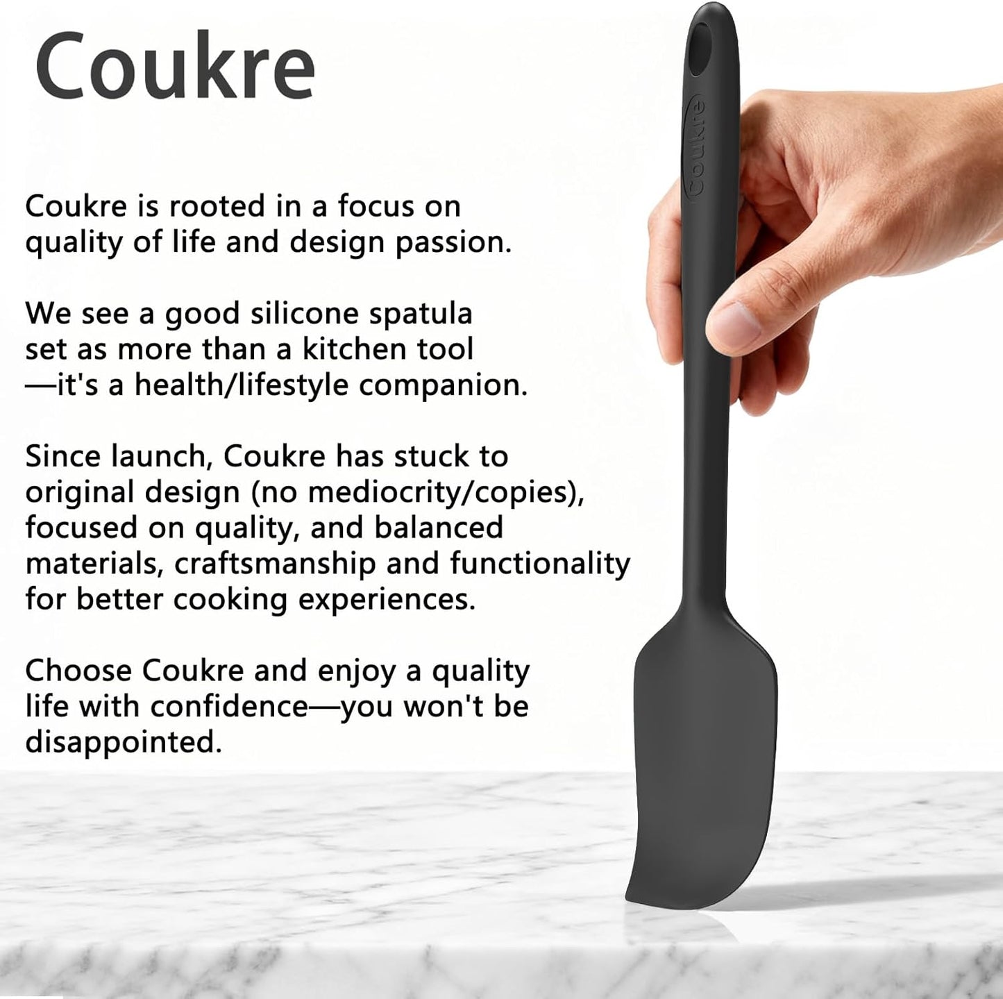 Coukre Silicone Spatula Set of 5,High Temperature Resistant, Food Grade Silicone, Dishwasher Safe, for Baking, Cooking (Pure Colorful A)