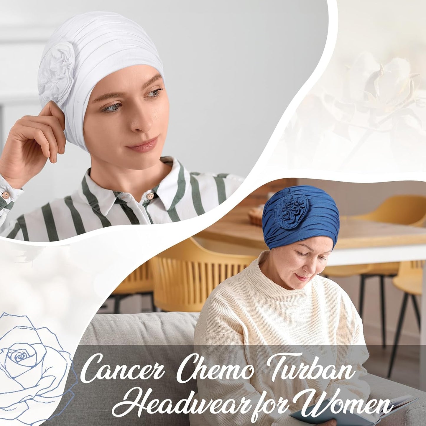 JenPen 4 Pcs Cotton Chemo Headwear for Women Turban Soft Cancer Head Scarf Hats Beanie Elastic Hair Wraps
