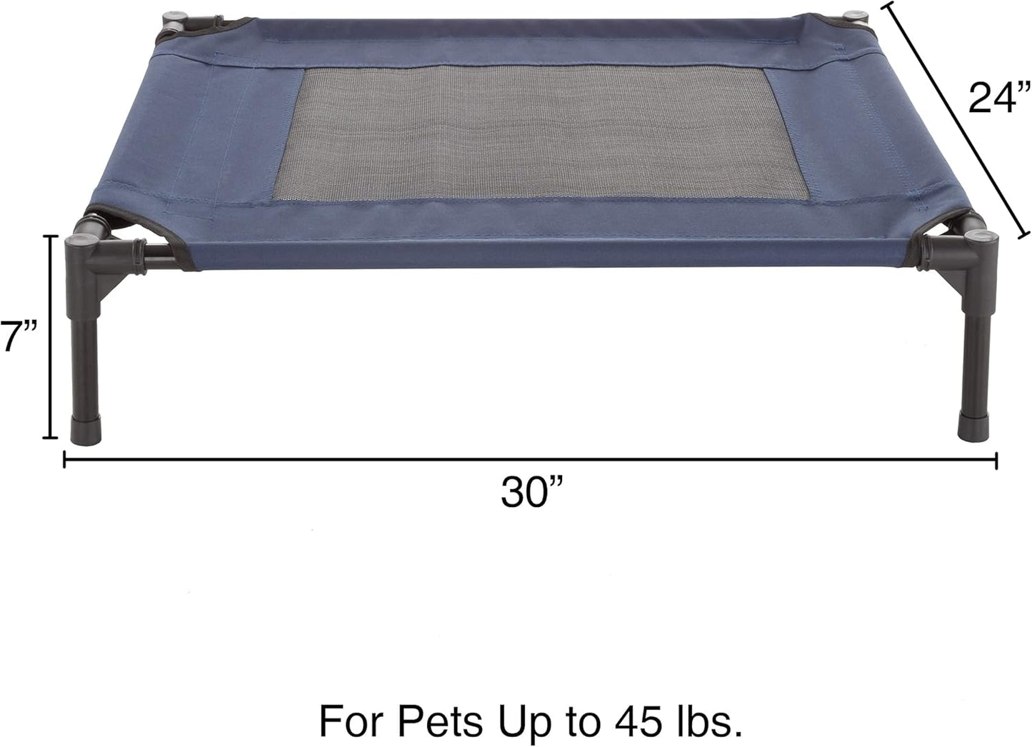 Elevated Dog Bed - 30x24-Inch Portable Pet Bed with Non-Slip Feet - Indoor/Outdoor Dog Cot or Puppy Bed for Pets up to 50lbs by PETMAKER (Blue)