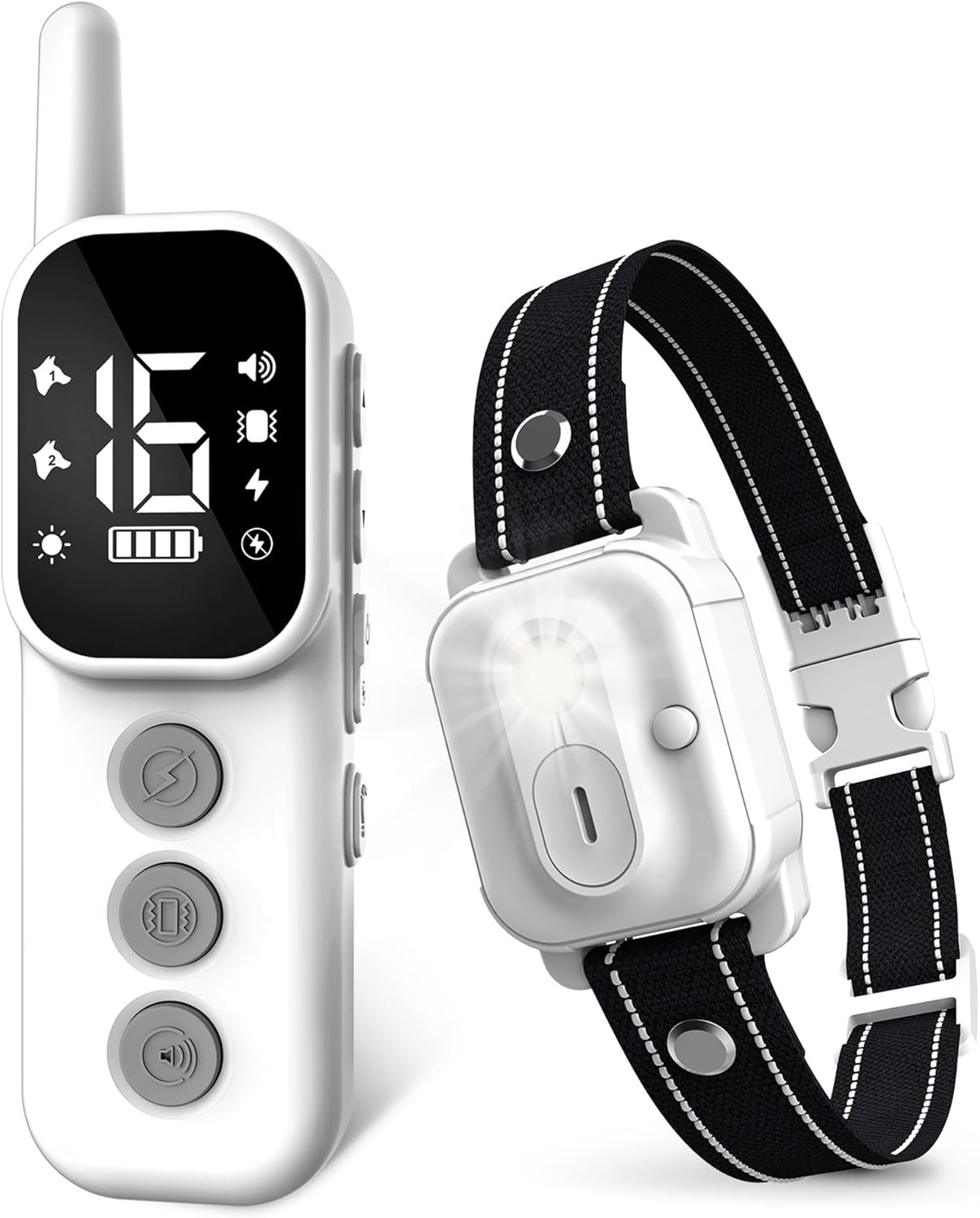 Dog Training Collar with Remote Control, 3300FT and 4 Training Modes Beep,Vibration,Safe Shock,LED Night Light,IPX7 Waterproof Rechargeable E-Collar for All Breeds (8-150 lbs)