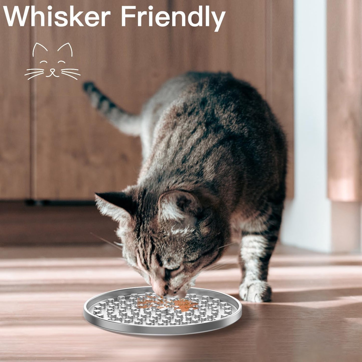 Stainless Steel Lick Mat for Dogs Cats, Slow Feeder Lick Pad for Aggressive Chewers, Non-Slip Heavy Duty Base, Mental Stimulation for Anxiety Reducer, Whisker-Friendly for Cat
