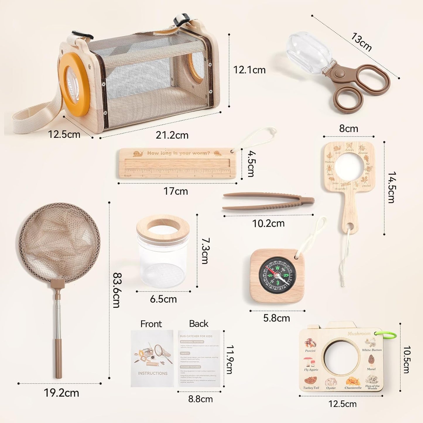 Bug Catcher Kit for Kids Explorer Kit, 10PCS Outdoor Bug Catching Kit with Magnifying Glass & Net, Adventure Set for Backyard & Camping, Fun Gift for Girls Boys
