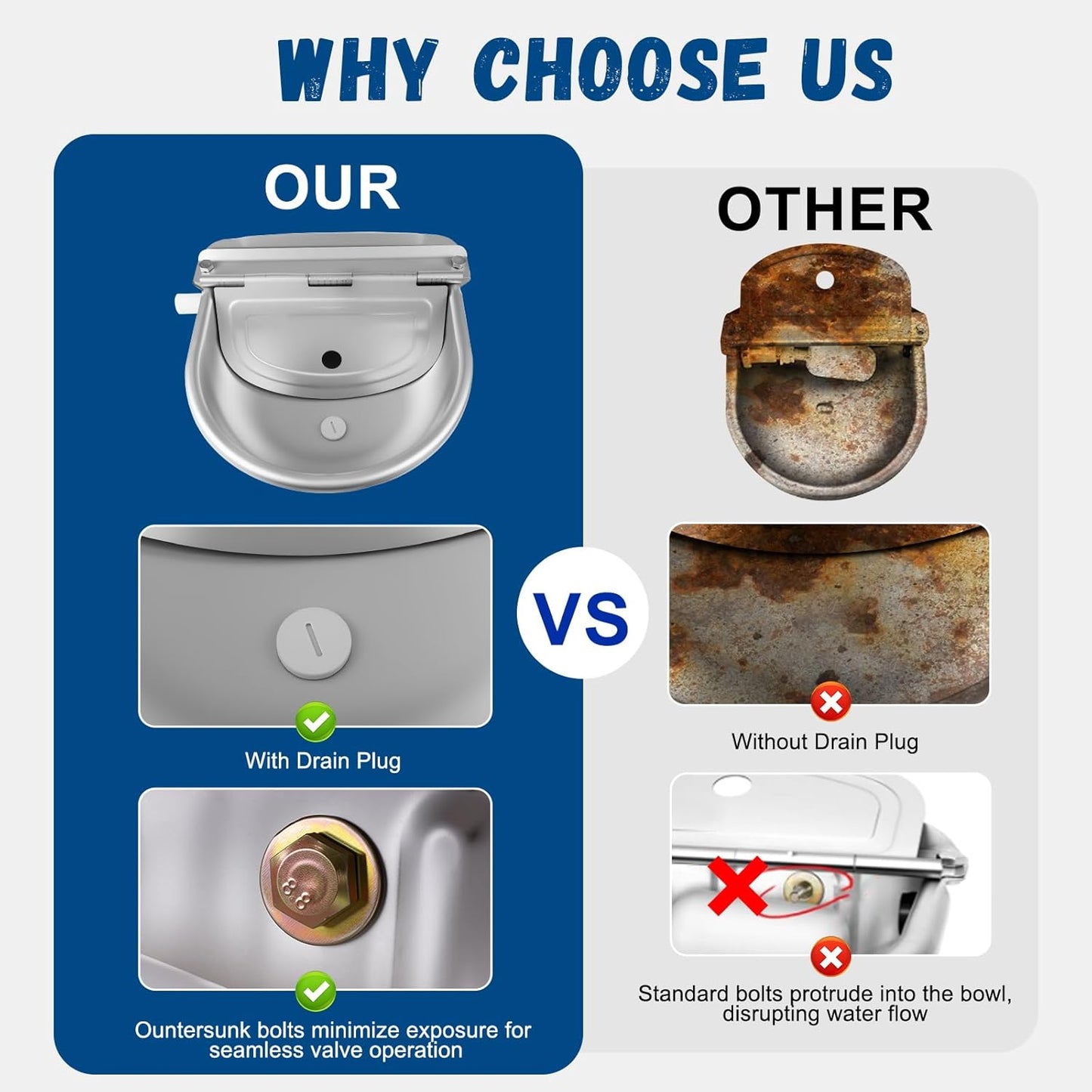 Automatic Water Dispenser for Dogs, Auto Dog Waterer for Outdoor, Stainless Steel Water Bowl Dispenser for Livestock Waterer,Chicken Water System, self Filling Dog Water Bowl Fit 3/4'' GHT Faucet