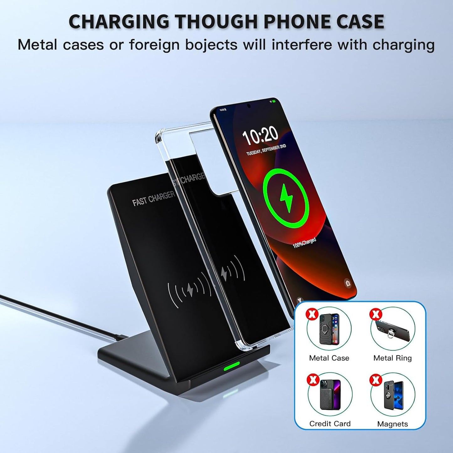 Wireless Charger Station,15W Desk Wireless Charging Stand 20W USB C Adapter for Apple iPhone 17 Pro/17/17/Air/16 Pro/16E/16 Plus/15/14/13,Samsung Galaxy S25/S24/S23/S22/Z Flip Fold/Note 20,Google etc