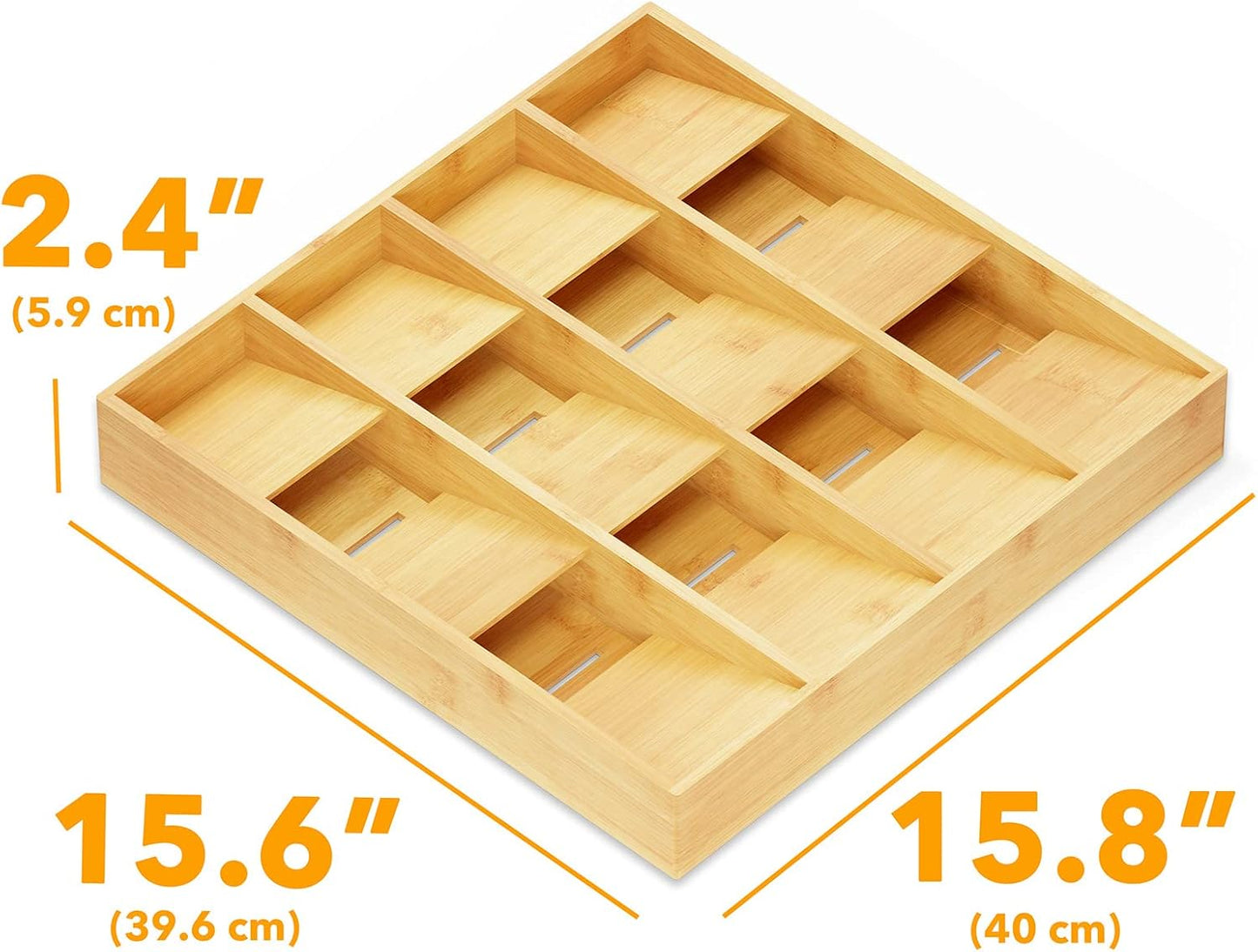 SpaceAid Bamboo Silverware Drawer Organizer with Labels, Kitchen Utensil Tray Holder Organizer for Flatware, Cutlery, Spoon and Knives Drawer Storage Organization (12 Slots)