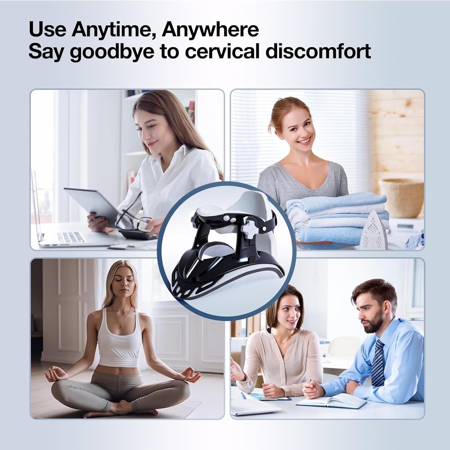 Neck Stretcher Cervical Traction, Adjustable Neck Traction Device, Neck & Shoulder Pain Relief, Neck Brace for Improved Spine Alignment, Used for Home, Office, Outdoor (Black)