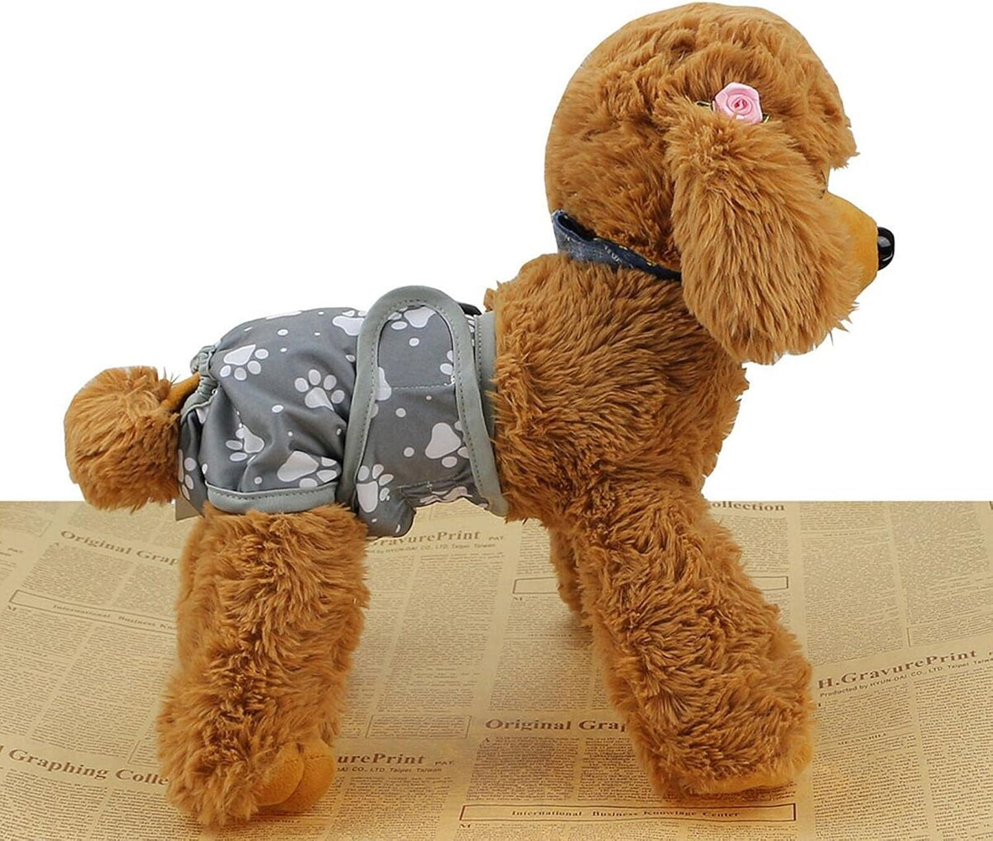 Washable Female Dog Diapers, 7 Pack Reusable Pet Incontinence Protectors, Multiple Patterns, XS-L Sizes, Comfort Fit with Elastic Edges (L)