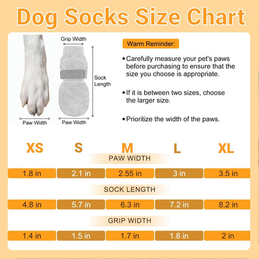 SYEIIYU 4Pcs Anti-Slip Dog Socks, Dog Shoes with Double Sides Grips for Hot/Cold Pavement,Paw Protectors for Small Medium Large Senior Dogs, Traction Control Boots for Hardwood Floors-Brown-XL