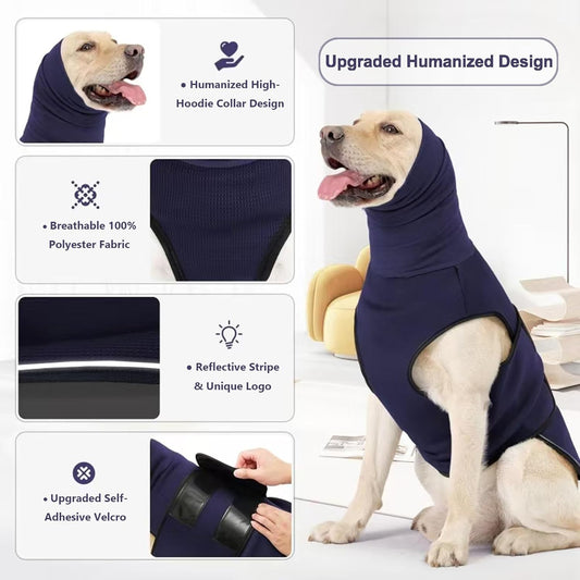 Dog Anxiety Jacket, Skin-Friendly Thunder Vest for Dogs - Dog Coat with Collar for Fireworks - Keep Pet Calm Without Medicine & Training, Anti Anxiety Shirt for Dogs (B Dark Blue, XXL)