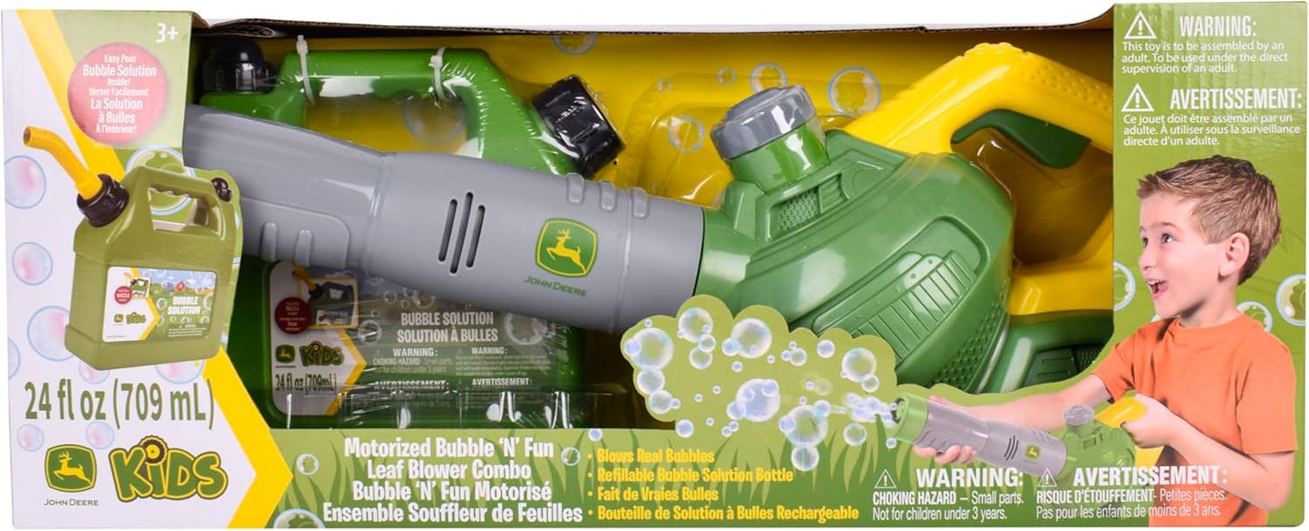 John Deere Bubble Leaf Blower Toy for Kids Includes 24oz Bubble Refill Gas Can, Outdoor Bubble Machine for Kids, Easy to Use, Outdoor Play, Great Gift Toddler 3+