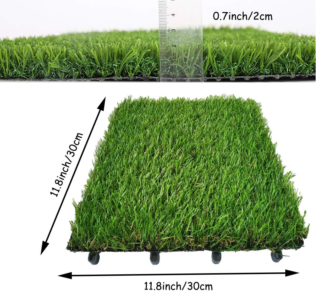 Hamiledyi 2 Pcs Artificial Rabbit Grass Mat 11.8" x 11.8" Reusable Guinea Pig Pee Pads Dog Grass Pee Pads for Puppy Bunny Chinchilla TrainerFloor Plastic Mats Feet Pads Indoor Outdoor