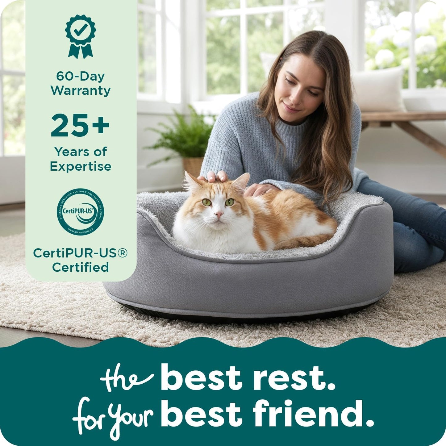 FurHaven Dog Bed for Small Dogs, Oval Lounger with Soft Pillow Cushion Insert for Cozy Comfort, Removable Washable Cover, Small, Faux Fur & Suede, Gray