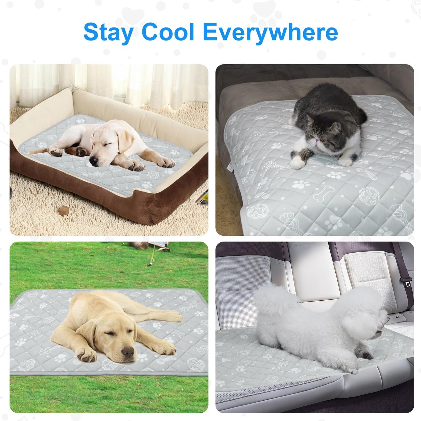 MH MYLUNE HOME Self Cooling Mat for Dog, 28”x39”Cool-Chill Cooling Fiber & Endothermic Color Changing Pet Cooling Pad, Foldable & Washable Non-Toxic Summer Pet Blanket
