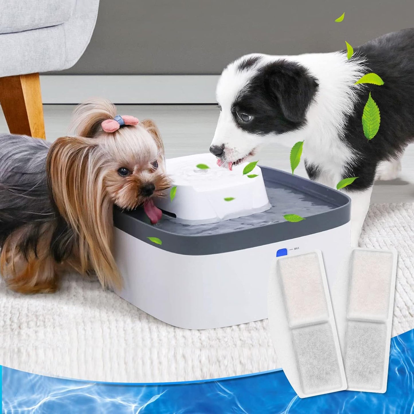 8 Pack Pet Fountain Filter Replacement and 8 Pack Replacement Pre-Filter Sponges, Pack of 16 Cat Water Fountain Filters and Foam Compatible with 100oz/3L Automatic Pet Fountain