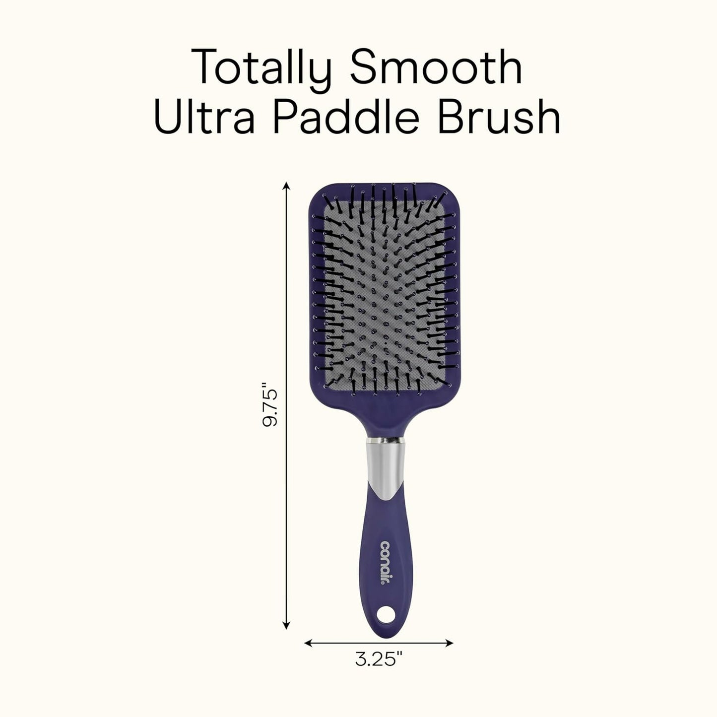 Conair Totally Smooth Ultra Paddle Brush, Wide Detangling Hair Brush with Ball-Tipped Bristles and Flexible Cushion Base, Ideal for Thick Hair, Color May Vary