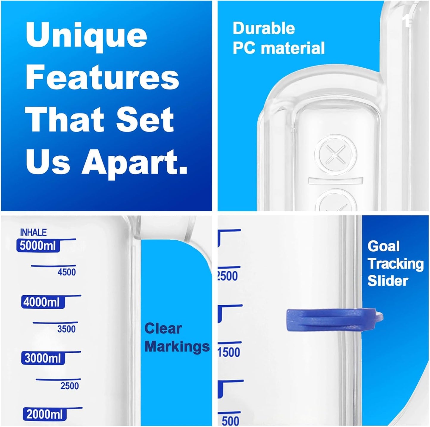 Incentive Spirometer Adult, Breathing Exercise Device for Lungs, 5000ml Capacity for Deep Inhalation, Durable Medical-Grade PC Material | Airflow Indicator for Steady Inhalation Practice