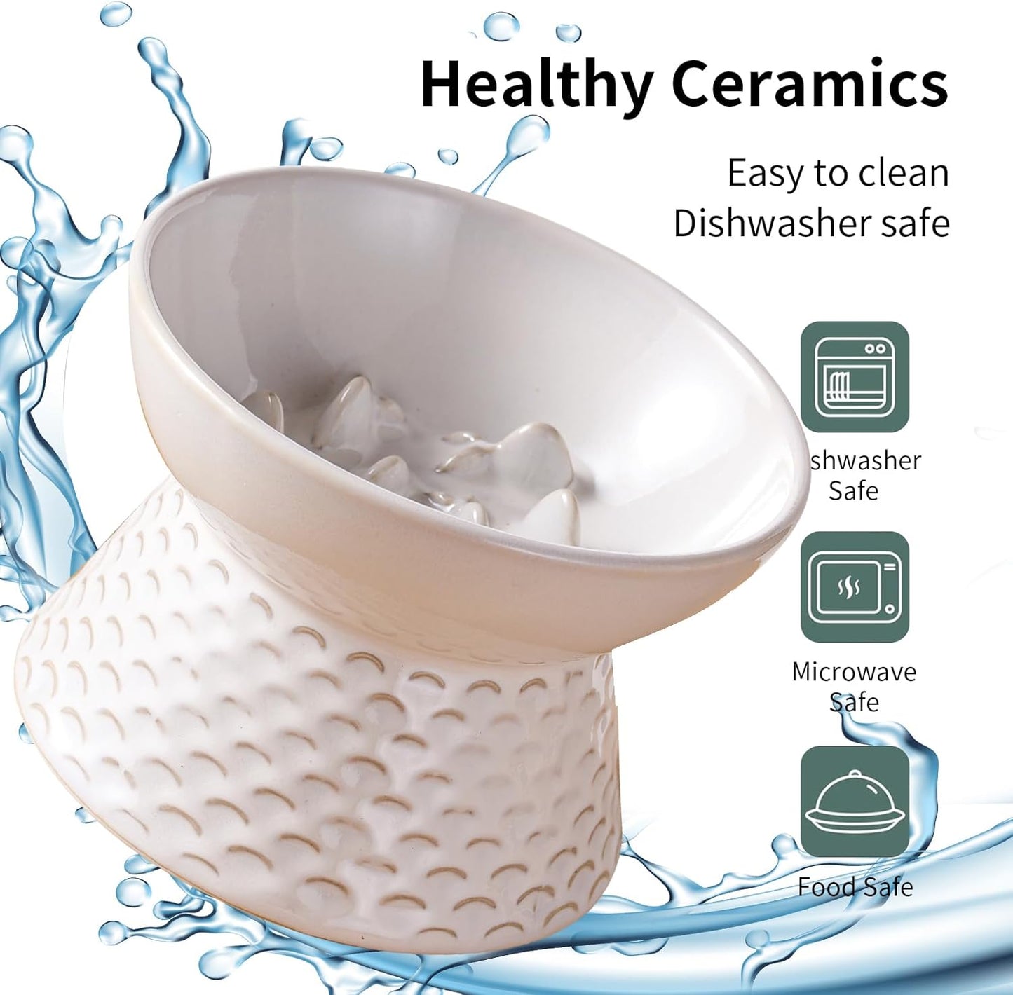 Ceramic Cat Slow Feeder, Elevated Cat Food Bowl ,Samll Dog Bowl