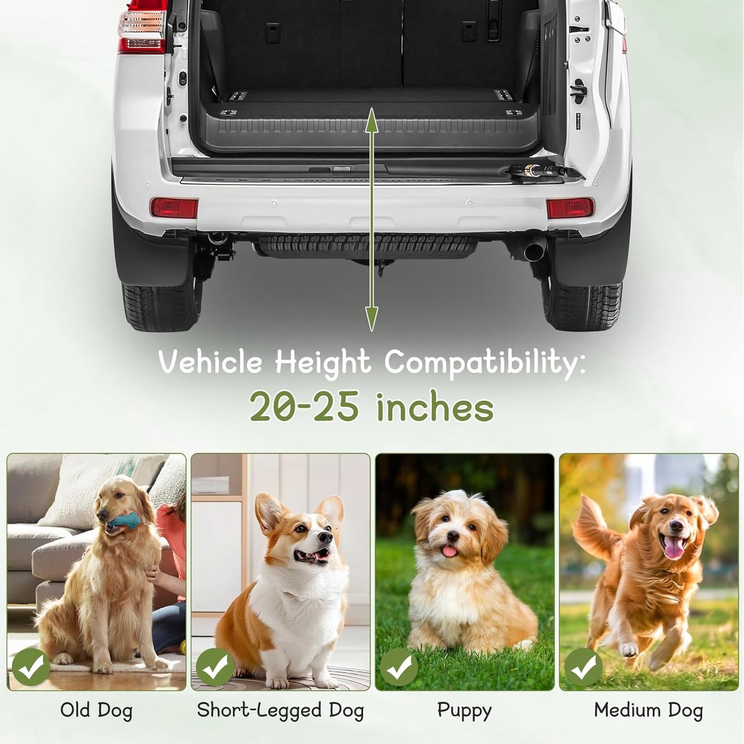Dog Stairs for Car, Sturdy Metal Foldable Pet Steps Heavy Duty Non-Slip Dog Ramp for SUV High Bed, 300LBS Capacity Adjustable Height