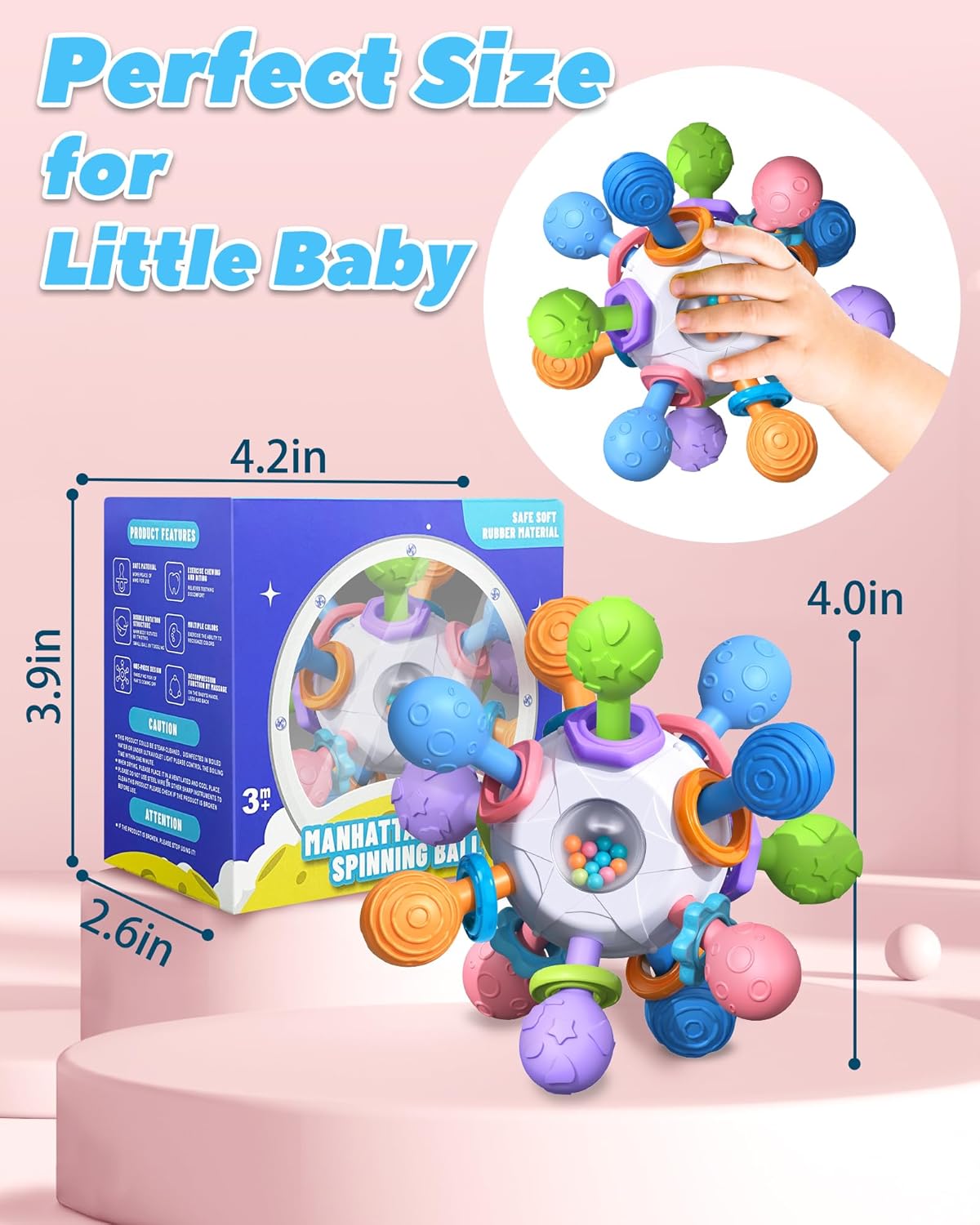 Baby Teething Toys for 0-6 6-12 Months Ages 0-2, Tummy Time Montessori Toys for Babies 0 3 6 9 12 18 Months, Newborn Infant Sensory Toys Easter Basket Stuffers Gifts for Boys Girls