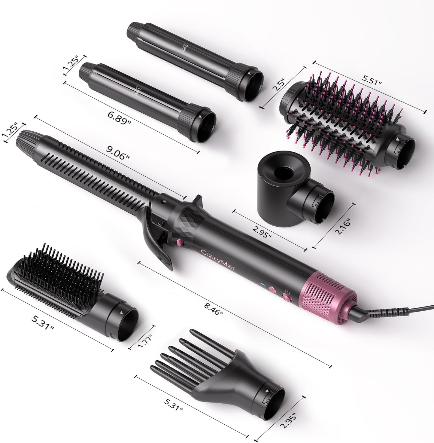 Air Wrap Hair Styler, Fast Drying Blow Dryer & Curling StylingTool, Hot Air Styler No Heat Damage, Hot Air Styler Wrap for Curling Volumizing Straightening Styling(Pink)