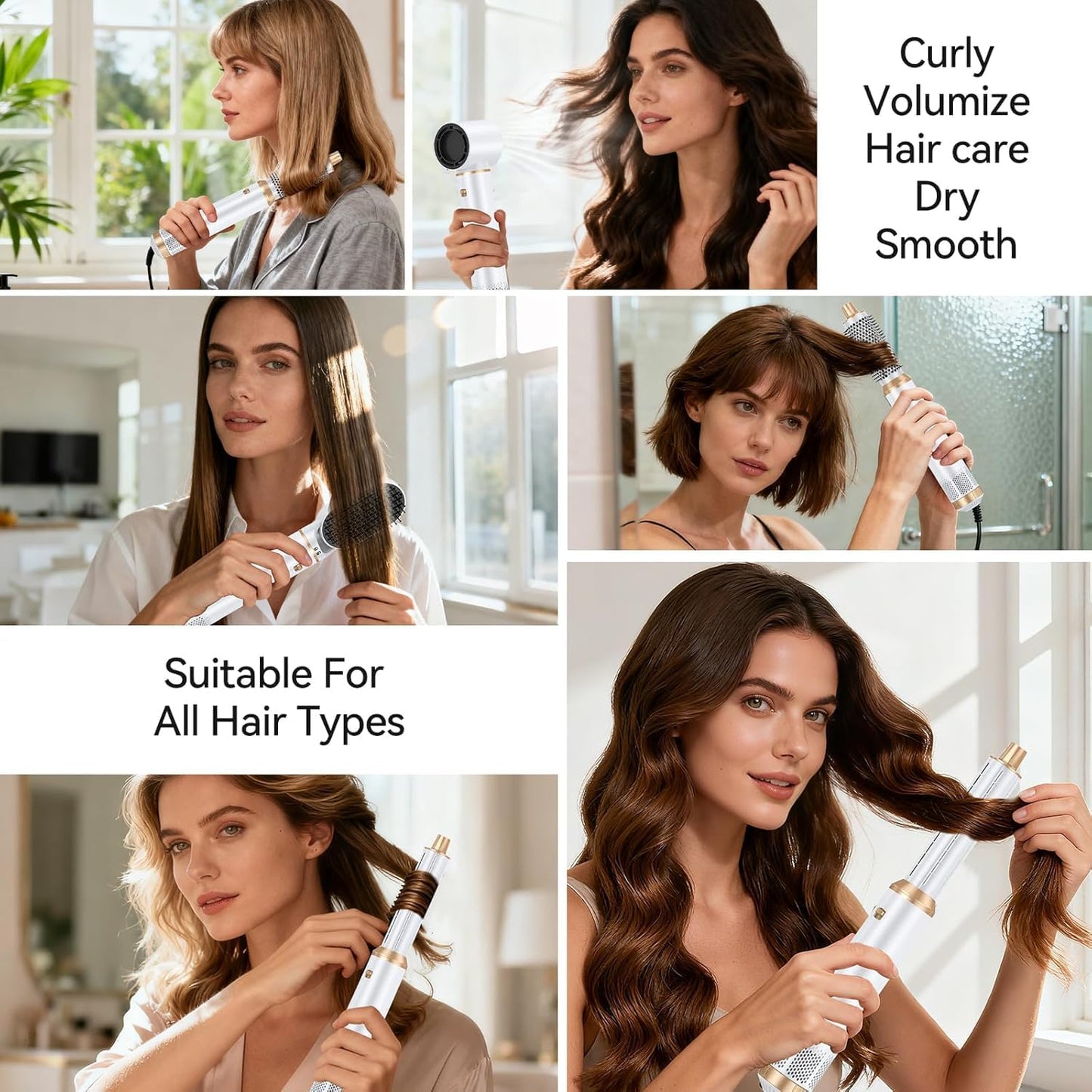 Blow Dryer Brush 5 in 1: Ionic Hot Air Styler Hair Dryer Brush Blow Dryer Set for Curling Volumizing Straightening Styling