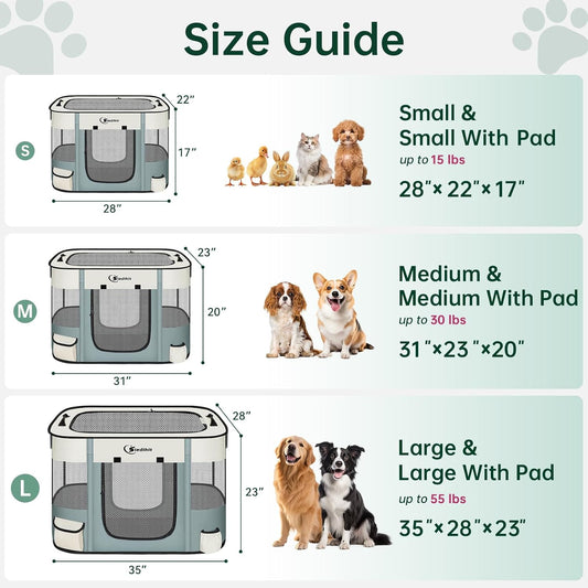 Dog Playpen,Cat Pet Puppy Pen,Portable Playpens for Dogs Indoor Outdoor Travel Camping Use,Foldable Dog Kennel Tent Crate for Rabbit Small Animals with Carrying Case (Grey, Small)