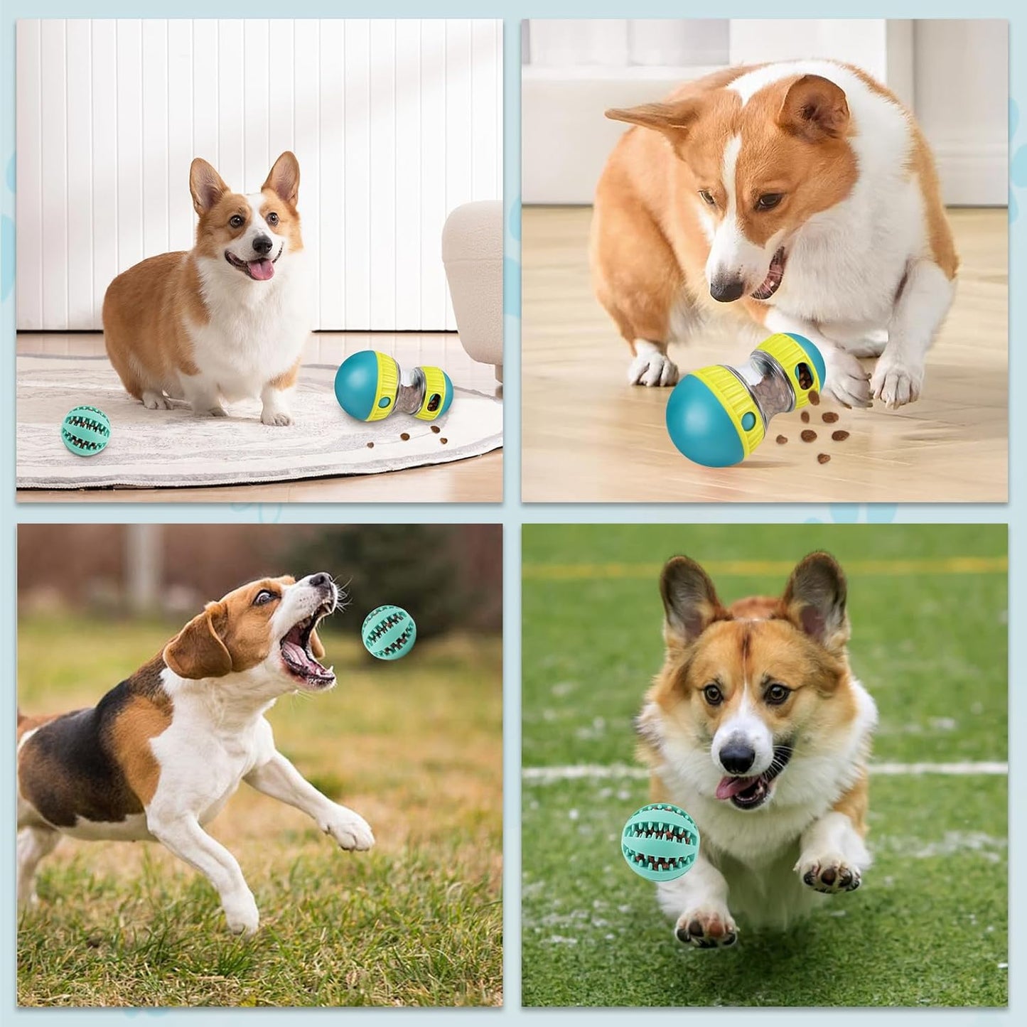 ETACCU Dog Puzzle Toy Adjustable Treat Dispensing Ball Slow Feeder Food Dispenser Balls Puppy Enrichment Training Toy Pet Interactive Chase Toys for Small Medium Large Dogs Keep Busy
