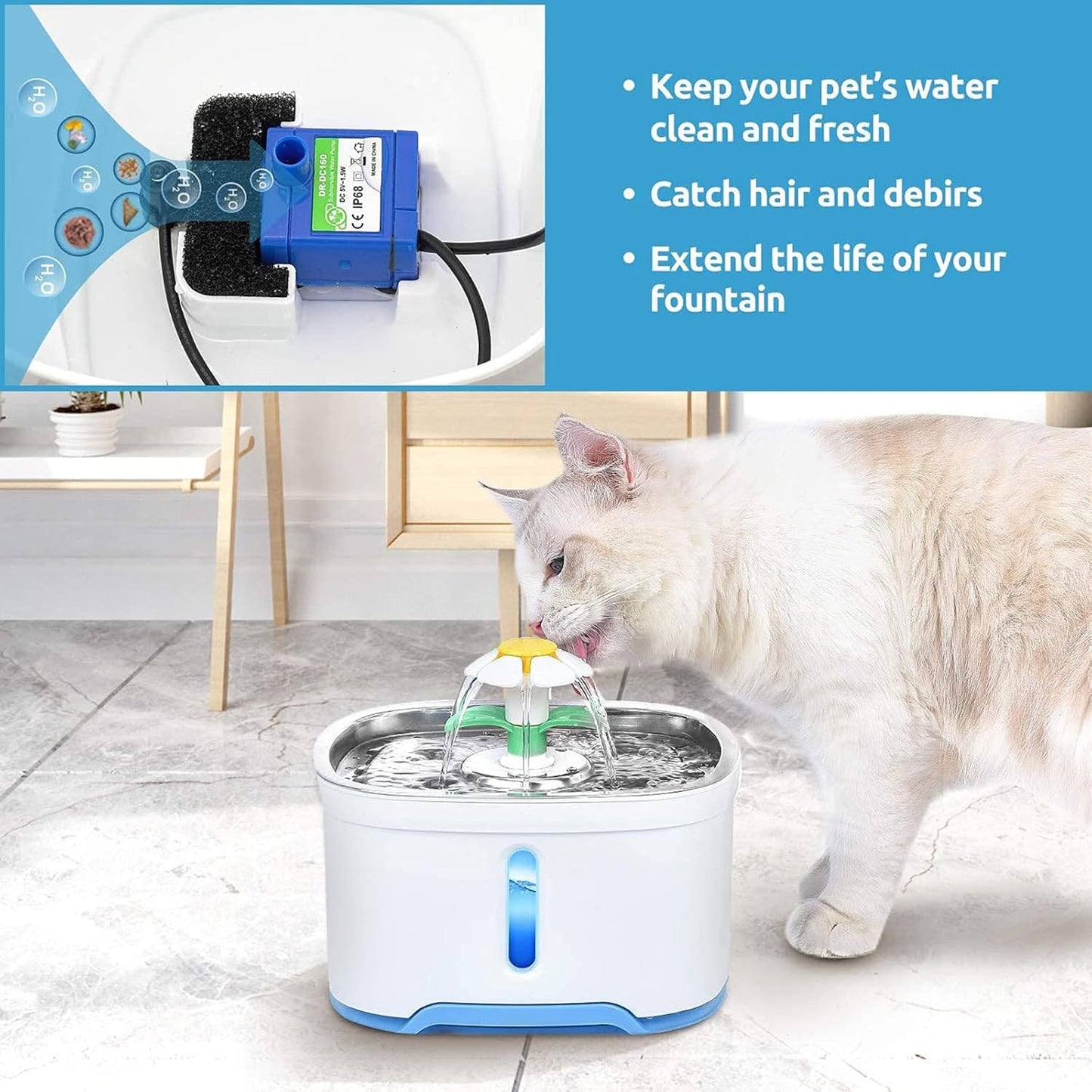 4-Pack Sponge Filters for Cat Fountain Replacement Foam Filter Pre Filter Foams for Pet Dog Drinking Fountains Pre Filter Foam Sponge
