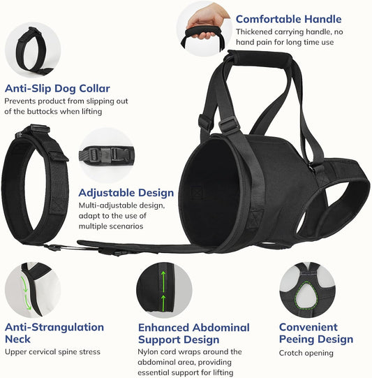 Supet Dog Sling for Large Dogs Hind Leg Support, Senior Dogs Lift Assist Harness for Weak Back Leg Support, Help Large Breed Rear Leg Up Harness, Mobility Aids for Elderly, Injured, Paralyzed Dog, M