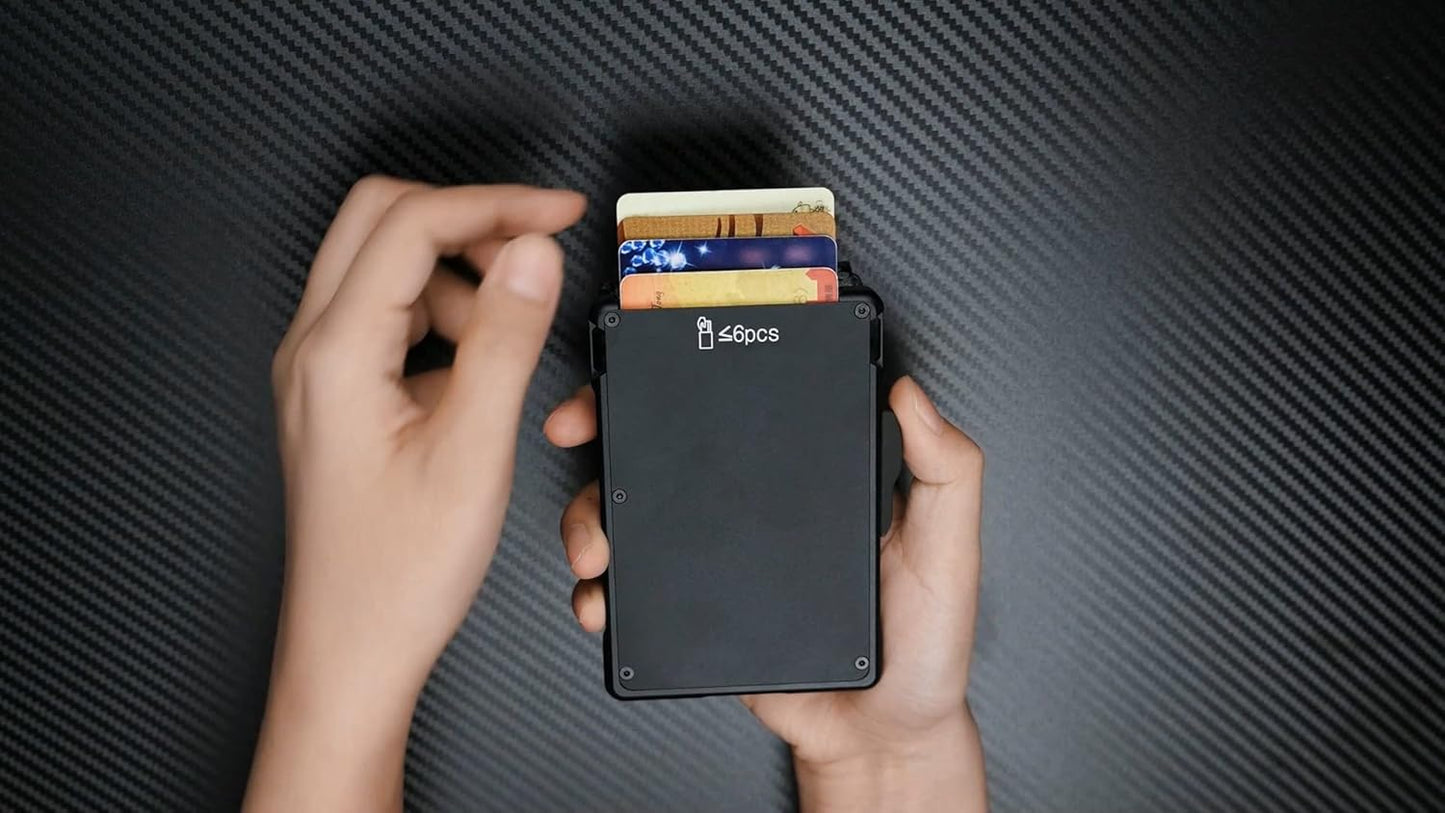umoven Wallet for Men - with Money Clip Slim Leather Slots Credit Card Holder RFID Blocking Bifold Minimalist Wallet (Carbon Black)