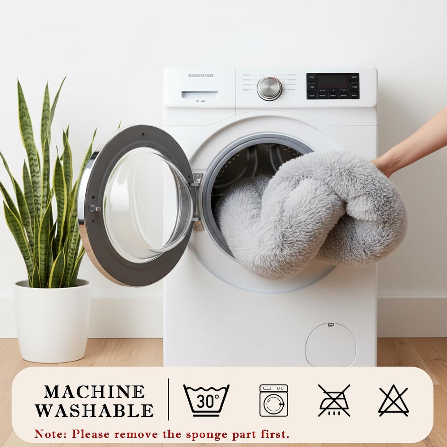 Donut Dog Bed Washable - Comfortable Round Pet Bed for Small, Medium, Large Dogs, Cuddler Anti-Anxiety Bed with Removable Machine Washable Cover (Light Grey, Medium)