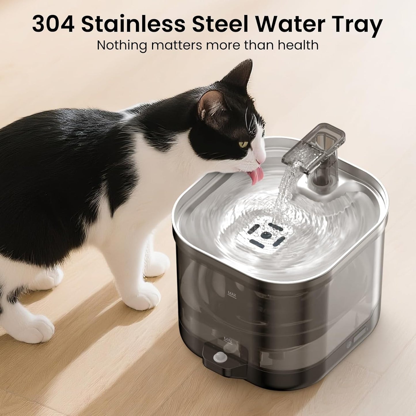 Wireless Cat Water Fountain Cordless with External Pump, 5000MAh Battery Operated, 68oz Rechargeable Automatic Pet Cat Fountains for Drinking with Motion Sensor, Quiet Pump(1 Filter)